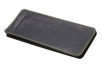 Leather softcase black with yellow thread