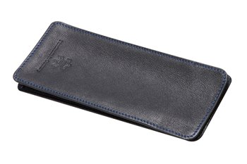 Leather semi case black with blue thread