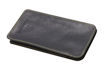 Leather case black with yellow thread
